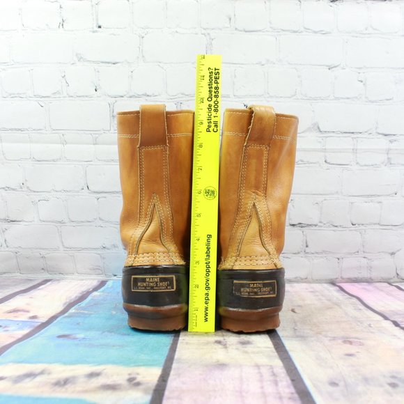 Vintage LL Bean Maine Hunting Leather Brown Unlined Shoe Duck Boots L 9 - Picture 7 of 9